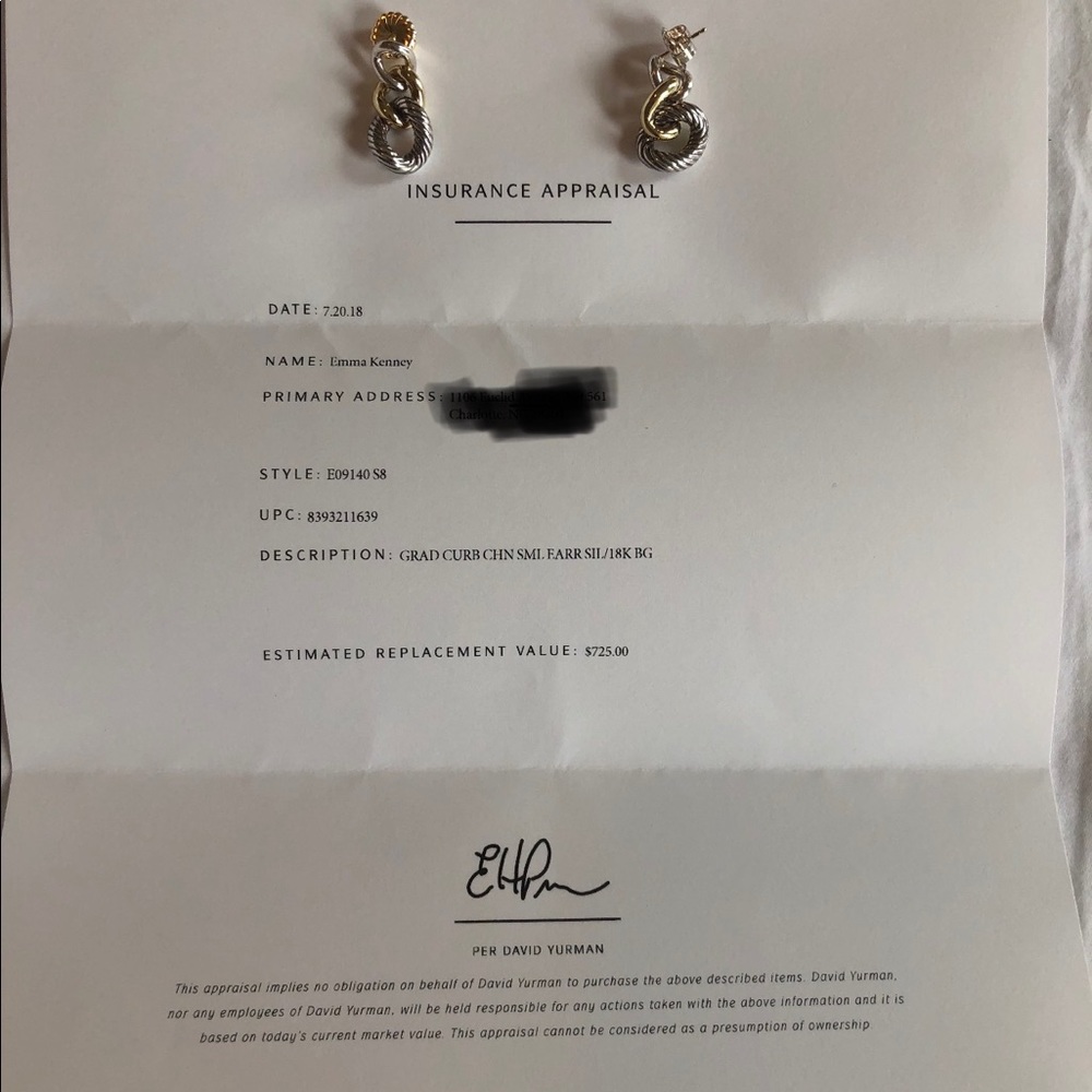 David Yurman  silver/18k gold earrings